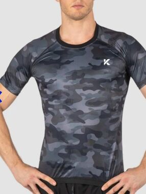 Kewlioo Men's Heat Trapping T-Shirt, color Black & Gray Camouflage size 4XL NIP